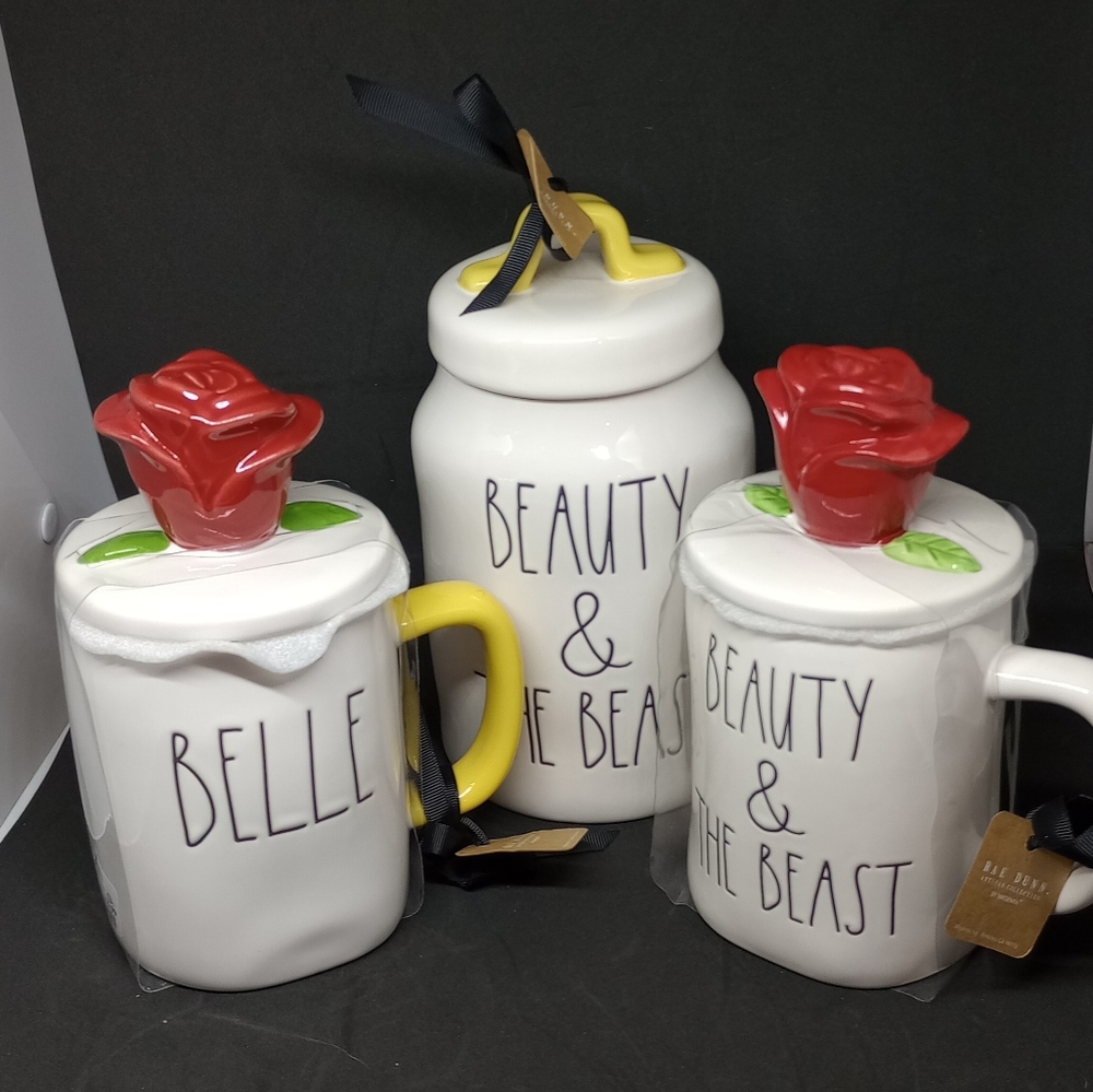 New Disney Belle Beauty and The Beast Mug and Canister 3P Set by Rae Dunn New